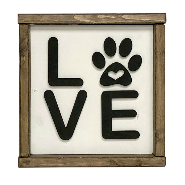 Handcrafted LOVE Pawprint Wood Sign - Pet Memorial Wall Decor