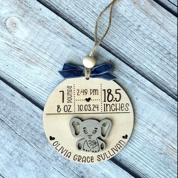Personalized Baby Birth Announcement Ornament - Custom Engraved Keepsake