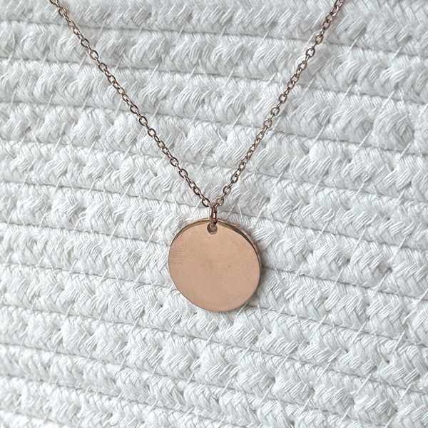 Personalized Circle Necklace Pendant - Custom Engraved Stainless Steel Jewelry
