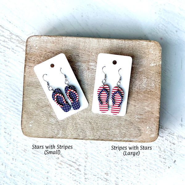 Patriotic Stars & Stripes Flip Flop Earrings