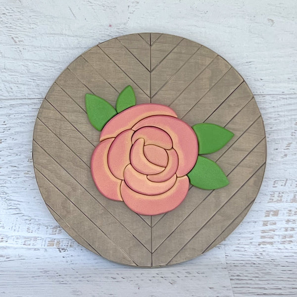 Peach Floral Mosaic 12" Round