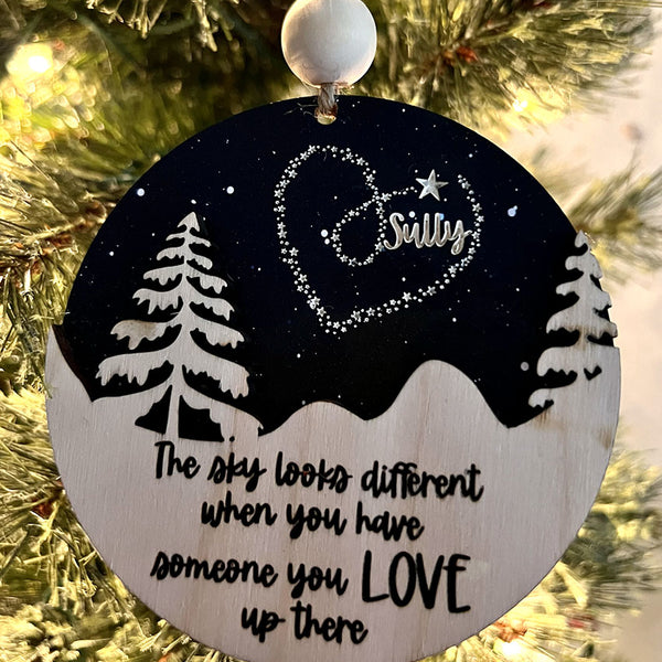 Memorial Ornament - The Sky Looks Different - Personalized Remembrance Gift