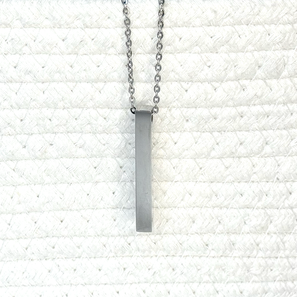 Custom Engraved Vertical Bar Necklace - Personalized Stainless Steel Jewelry