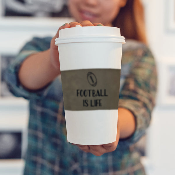 Football is Life Coffee Cup Sleeve - Laser Engraved Faux Leather