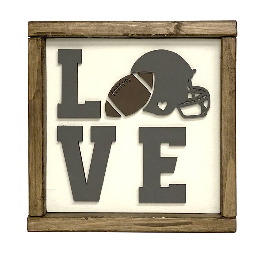 Handcrafted LOVE Football Wood Sign - Rustic Sports Decor