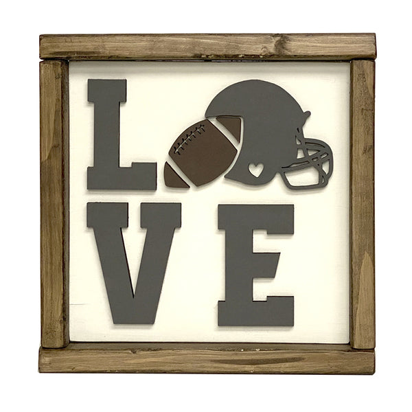 Handcrafted LOVE Football Wood Sign - Rustic Sports Decor