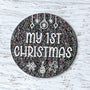 Baby's First Christmas Photo Prop - Premium Silver Glitter Acrylic Circle
