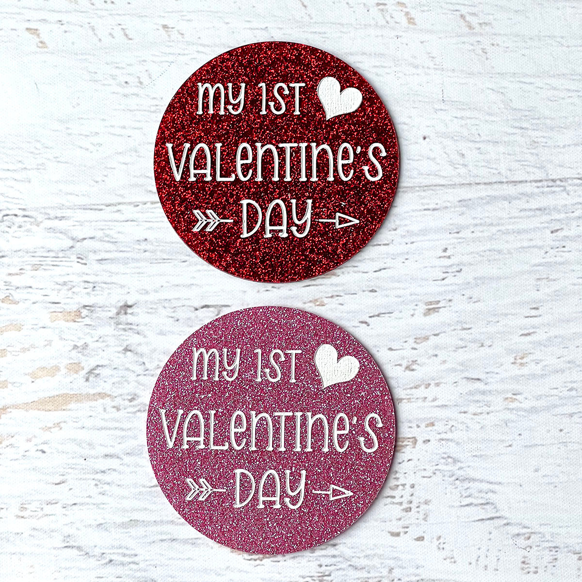 Baby's First Valentine's Day Photo Prop - Premium Glitter Acrylic Circle