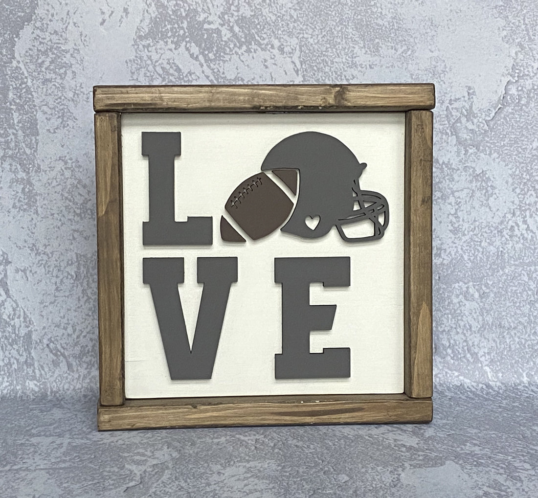 Handcrafted LOVE Football Wood Sign - Rustic Sports Decor