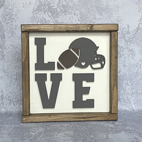 Handcrafted LOVE Football Wood Sign - Rustic Sports Decor