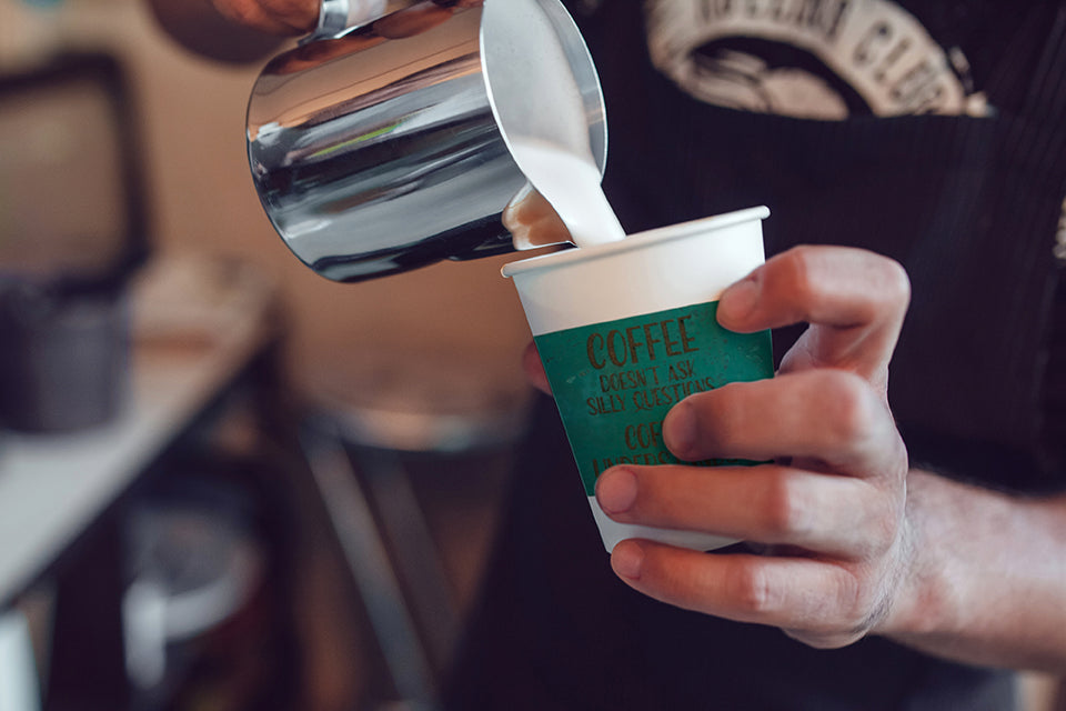 Coffee Doesn't Ask Silly Questions - Premium Cork Coffee Cup Sleeve