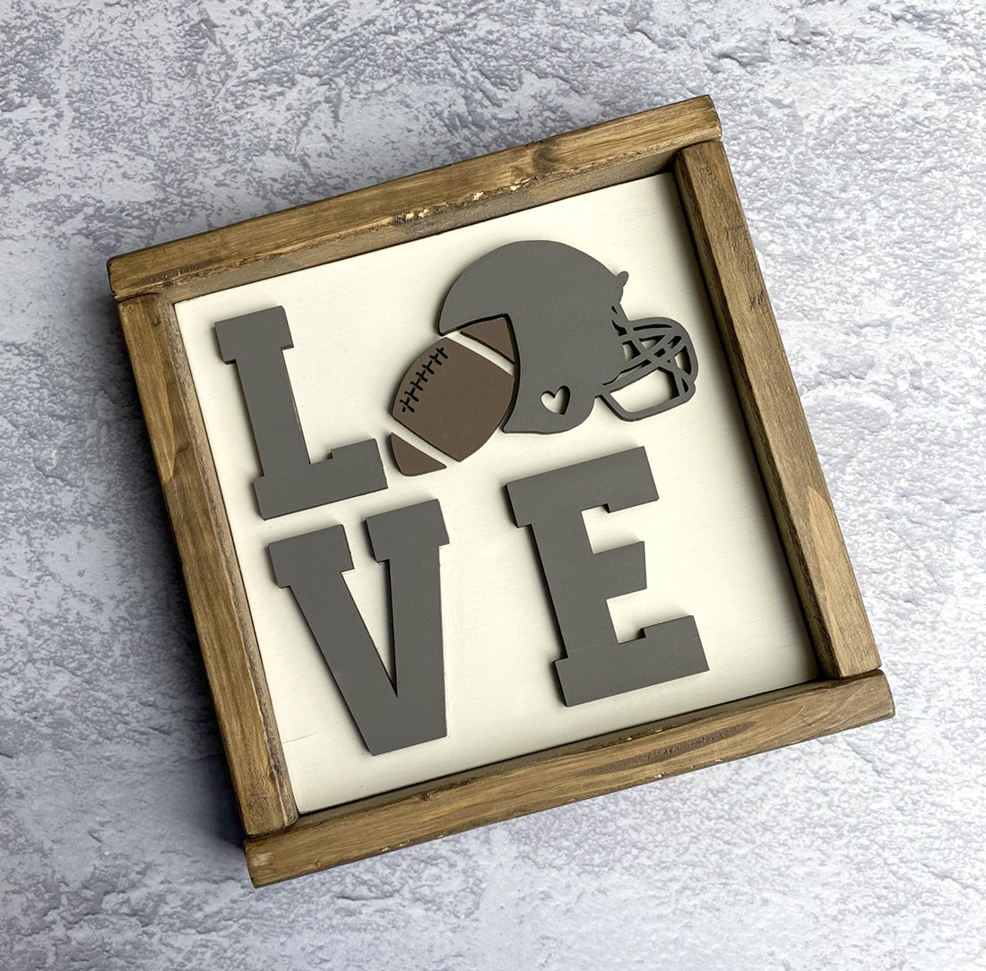 Handcrafted LOVE Football Wood Sign - Rustic Sports Decor