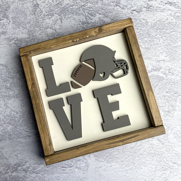 Handcrafted LOVE Football Wood Sign - Rustic Sports Decor