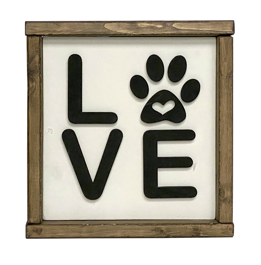 Handcrafted LOVE Pawprint Wood Sign - Pet Memorial Wall Decor