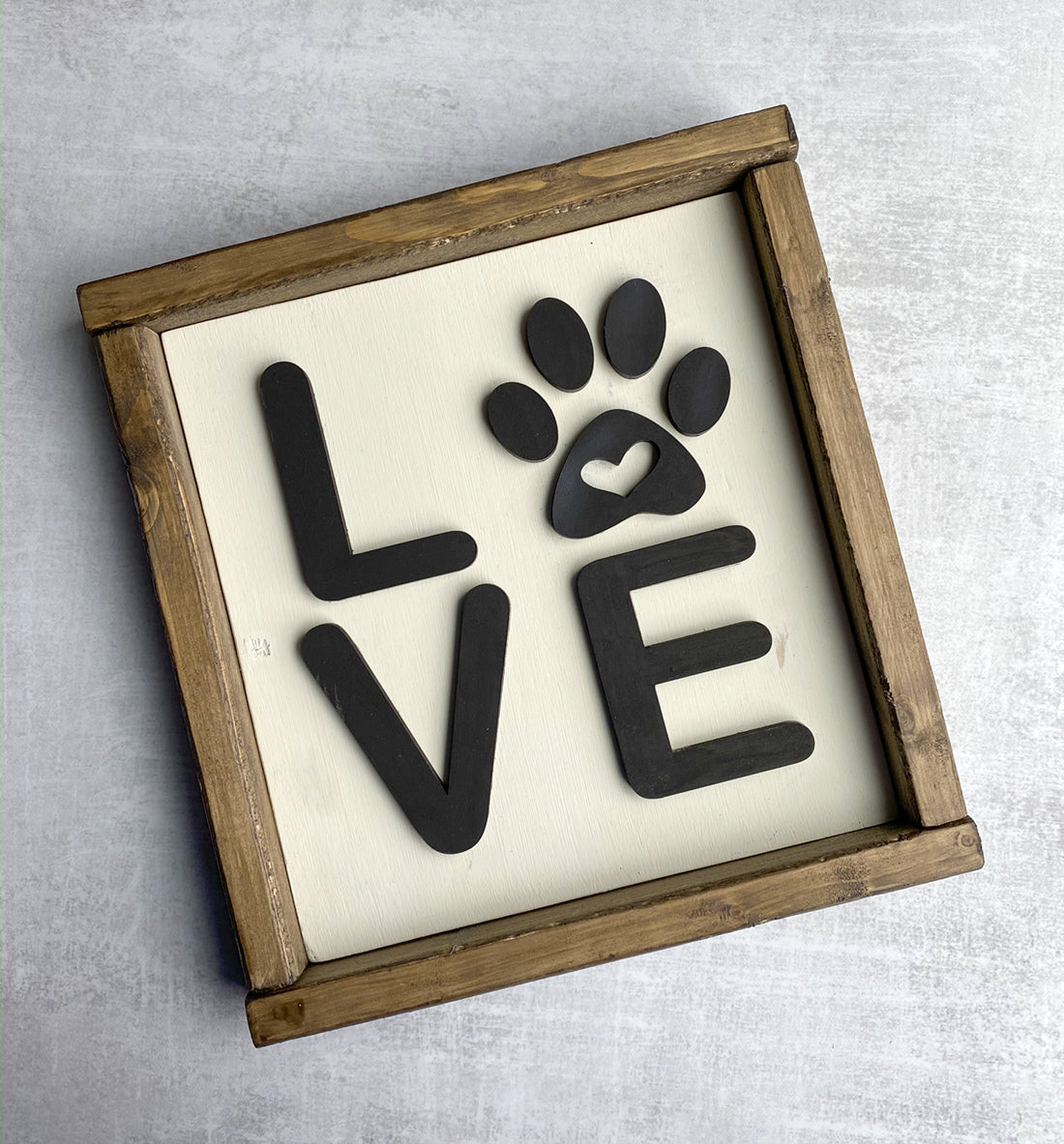 Handcrafted LOVE Pawprint Wood Sign - Pet Memorial Wall Decor