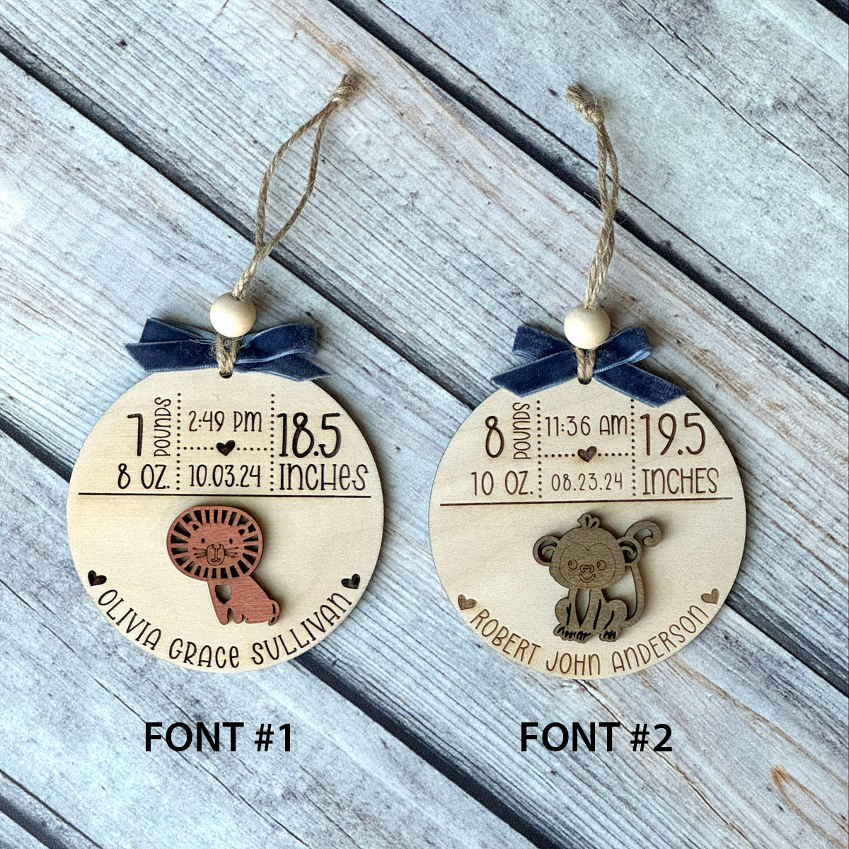 Personalized Baby Birth Announcement Ornament - Custom Engraved Keepsake