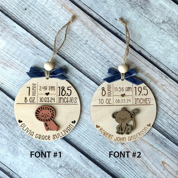 Personalized Baby Birth Announcement Ornament - Custom Engraved Keepsake
