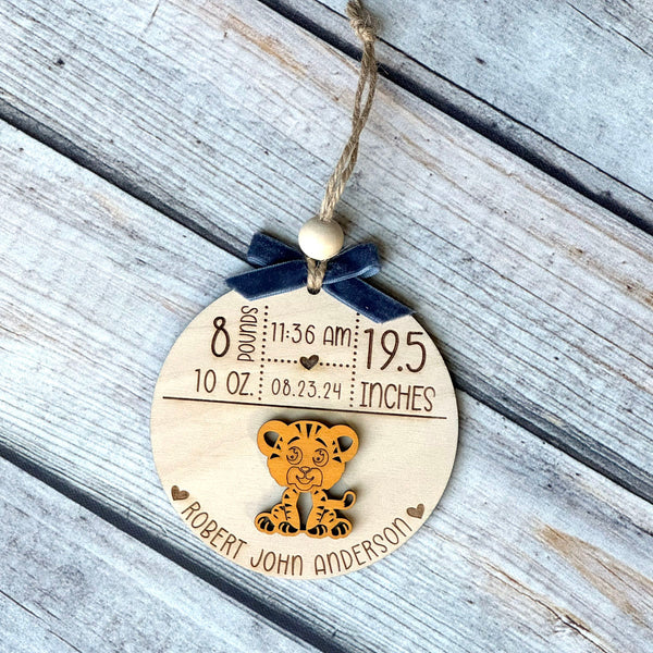 Personalized Baby Birth Announcement Ornament - Custom Engraved Keepsake