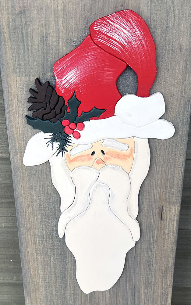 BELIEVE Santa Leaner Sign - Handcrafted Gray Wood Holiday Decor