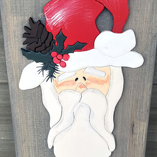 BELIEVE Santa Leaner Sign - Handcrafted Gray Wood Holiday Decor
