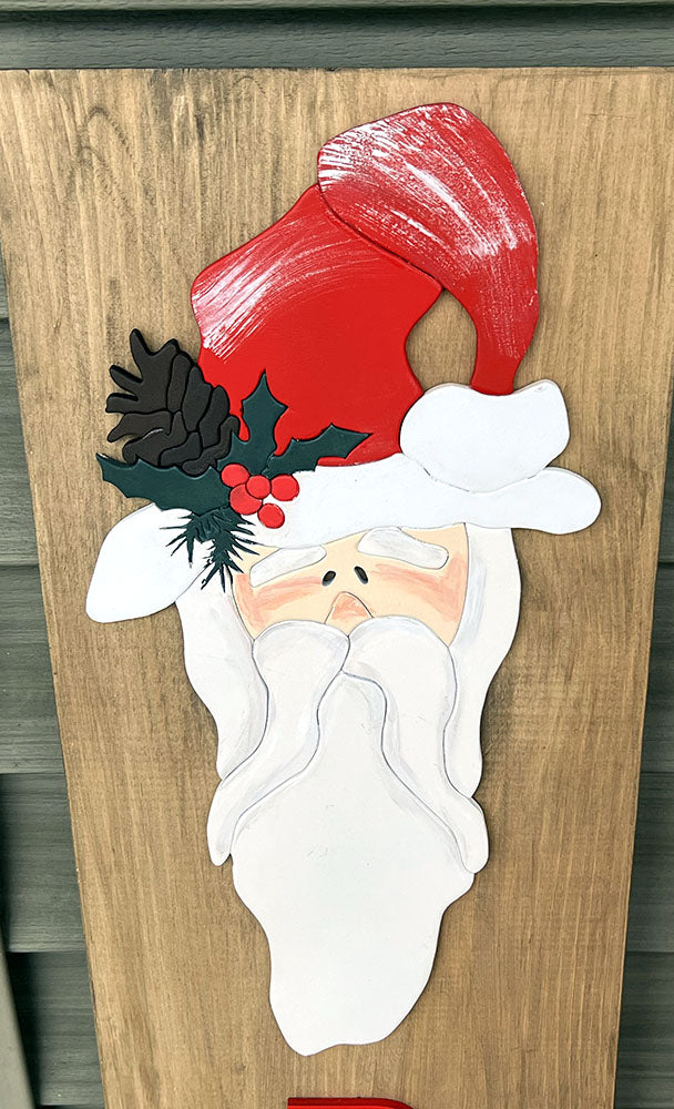 BELIEVE Santa Leaner Sign - Handcrafted Wood Holiday Decor 48" Oxford Brown