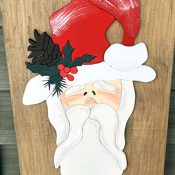 BELIEVE Santa Leaner Sign - Handcrafted Wood Holiday Decor 48" Oxford Brown
