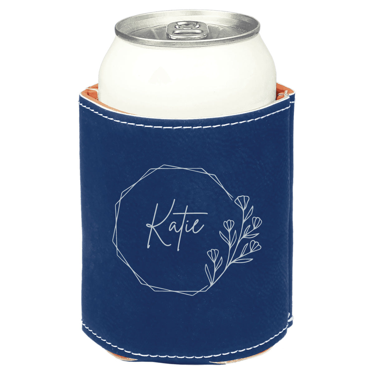 Personalized Leatherette Can Cooler - Custom Engraved Insulated Drink Holder