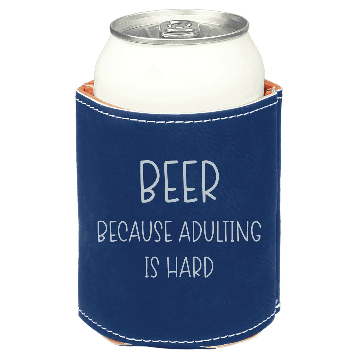 Personalized Leatherette Can Cooler – Custom Engraved with Your Saying or Quote