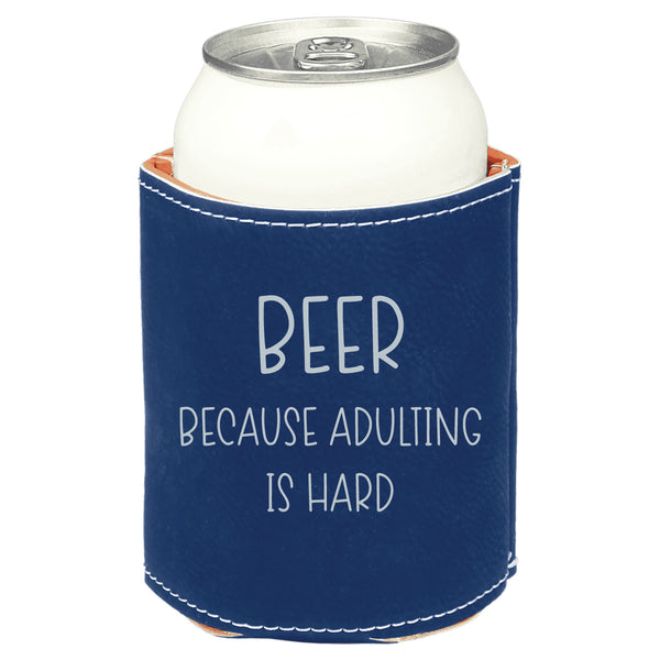 Personalized Leatherette Can Cooler – Custom Engraved with Your Saying or Quote