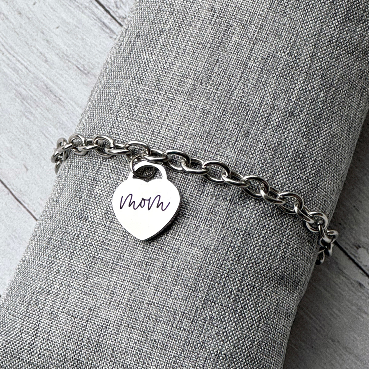 Personalized Heart Bracelet - Custom Engraved Stainless Steel Jewelry