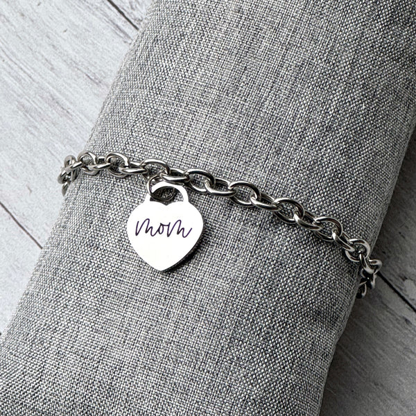Personalized Heart Bracelet - Custom Engraved Stainless Steel Jewelry