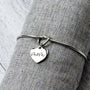 Personalized Heart Bangle Bracelet - Custom Engraved Stainless Steel Jewelry