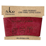 Red cork fabric cup sleeve I'm a simple woman coffee mug baseball flip flops