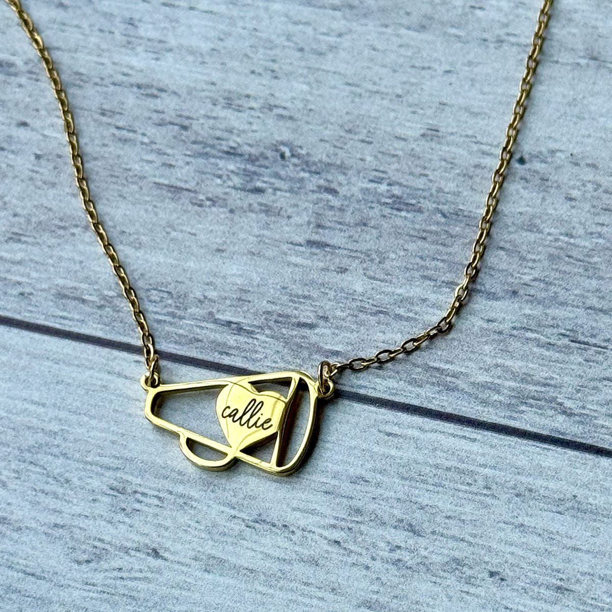 Cheer Megaphone Necklace - Stainless Steel Cheerleader Jewelry Gift