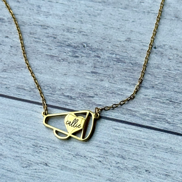 Cheer Megaphone Necklace - Stainless Steel Cheerleader Jewelry Gift