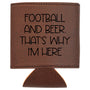 Premium Leatherette Can Cooler - Football & Beer Insulated Drink Holder