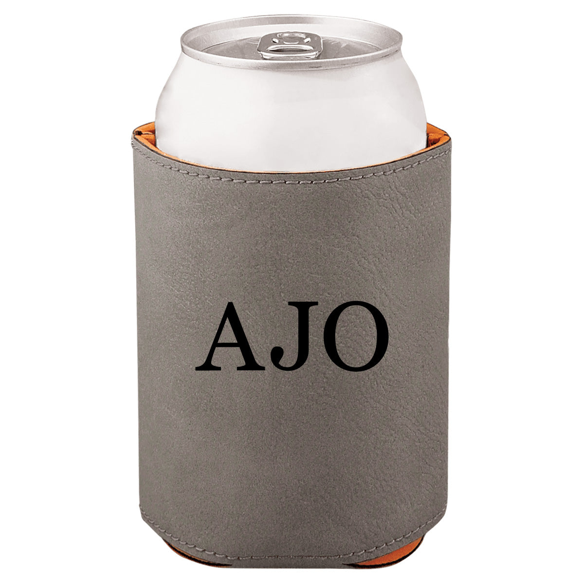 Personalized Leatherette Can Cooler - Custom Engraved Insulated Drink Holder