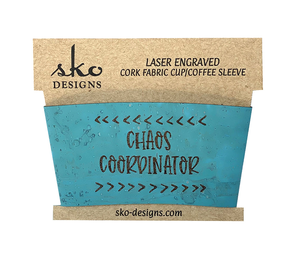 Blue Cork Fabric Chaos Coordinator Cup Sleeve