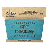 Blue Cork Fabric Chaos Coordinator Cup Sleeve