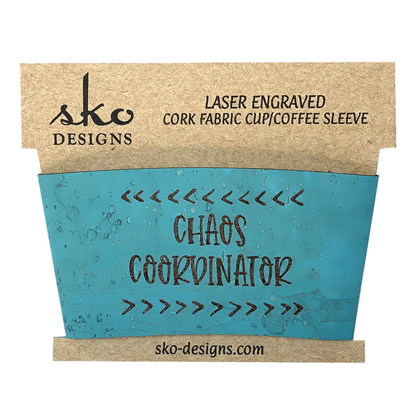 Blue Cork Fabric Chaos Coordinator Cup Sleeve