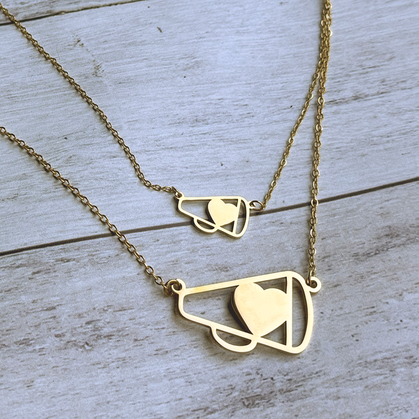 Cheer Megaphone Necklace - Stainless Steel Cheerleader Jewelry Gift