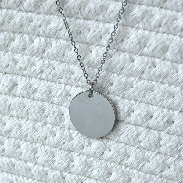 Personalized Circle Necklace Pendant - Custom Engraved Stainless Steel Jewelry