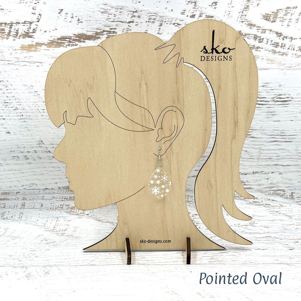 Snowflakes Clear Acrylic Earrings Pointed Oval