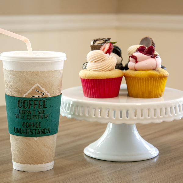 Coffee Doesn't Ask Silly Questions - Premium Cork Coffee Cup Sleeve