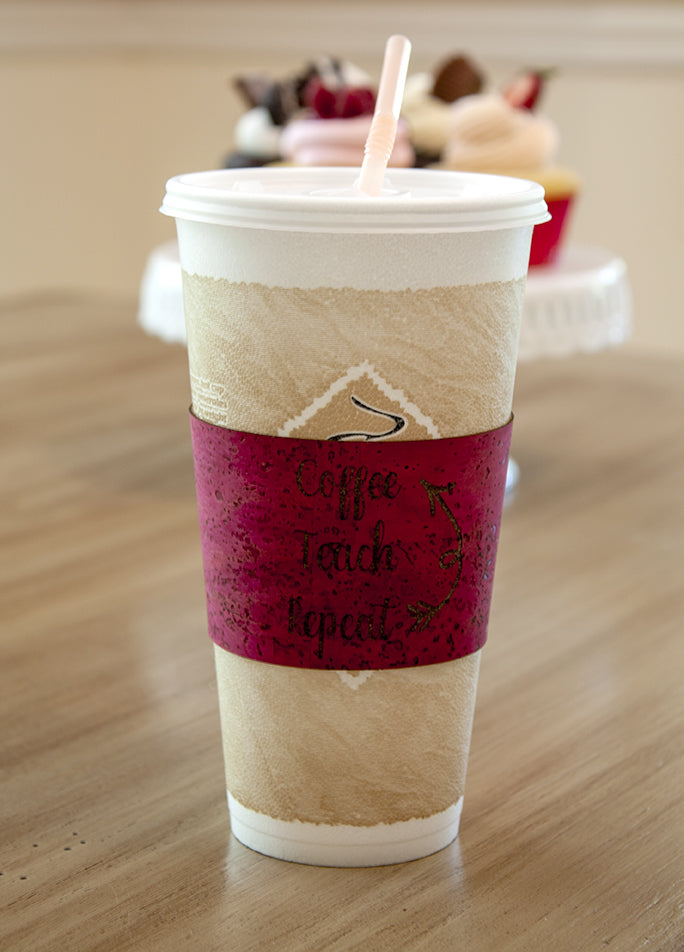 Coffee Teach Repeat Cork Coffee Cup Sleeve - Eco-Friendly Reusable Insulator