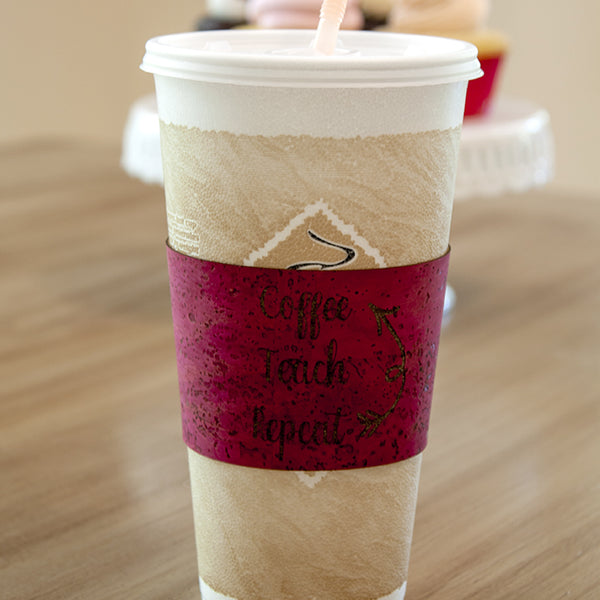 Coffee Teach Repeat Cork Coffee Cup Sleeve - Eco-Friendly Reusable Insulator