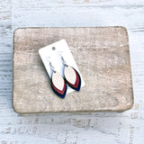 Cork Three Layer Earrings Red, White & Blue