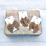 Cork Fabric Earrings Natural with Rainbow Swirl