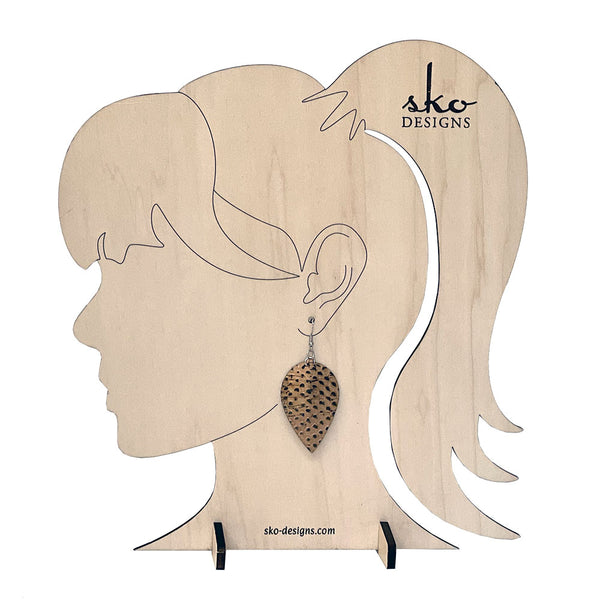 Cork Fabric Snakeskin Earrings - Lightweight Vegan Leather Alternative