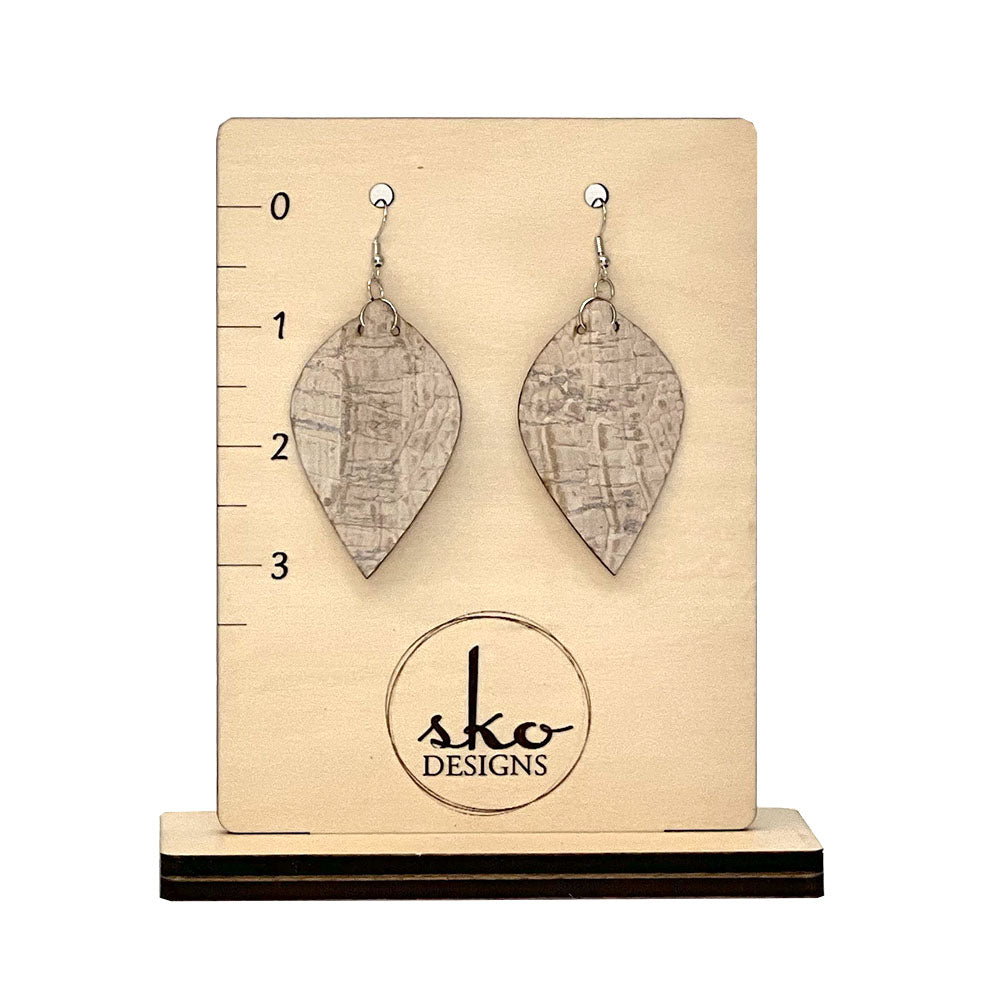 White Crocodile Cork Fabric Earrings - Lightweight Vegan Leather Alternative